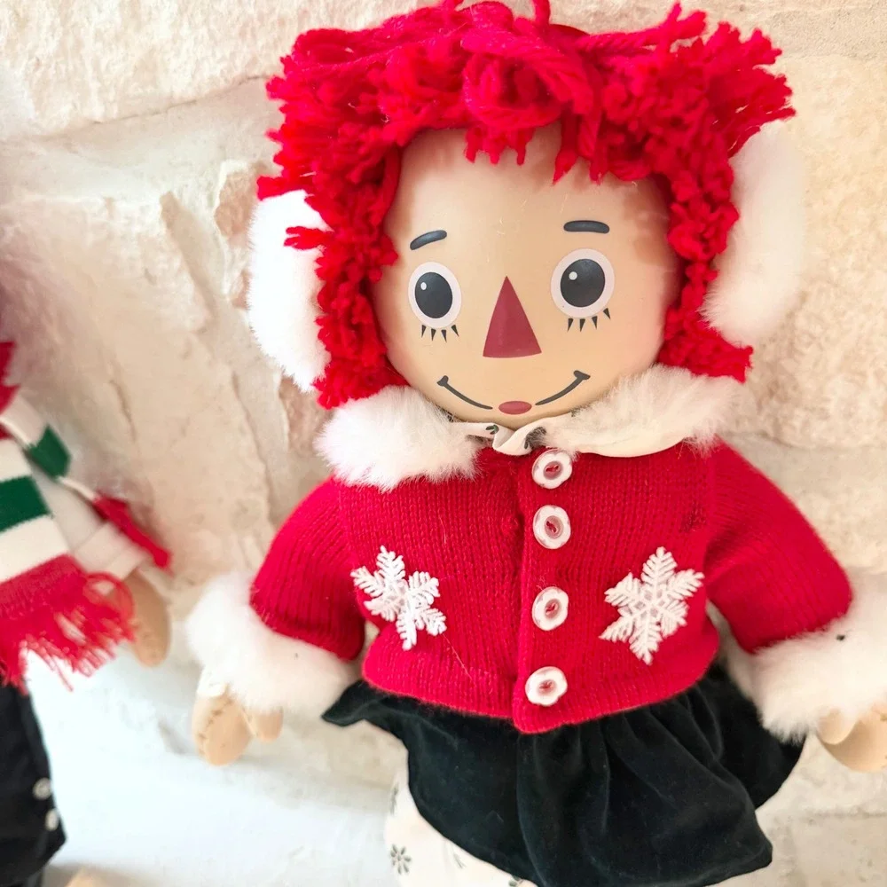 Vintage Raggedy Ann‎ and Andy Christmas Porcelain Dolls Holiday Outfits 15